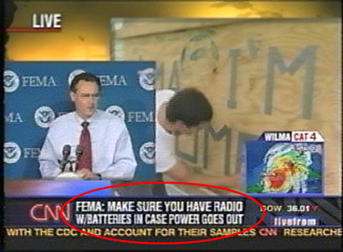Screen shot from CNN during hurricane weather emergency.