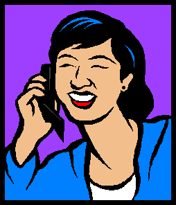 Graphic image of woman chatting on a cell phone.