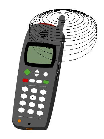 Image of wireless phone and elecromagnetic field.