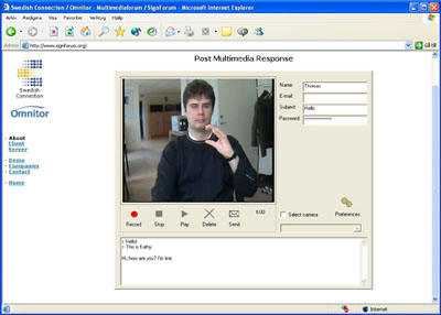 Screen shot of Thomas Johansson using videophone.
