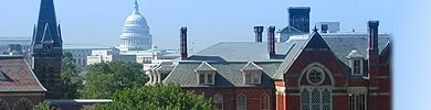 Gallaudet's Chapel Hall with U.S. Capitol dome in background