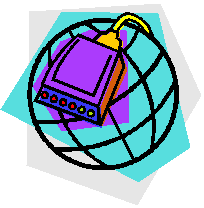 Cartoon of a globe with a modem and cord wrapped around it.