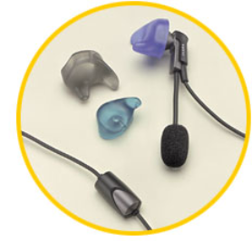 Jabra ear boom with ear molds.