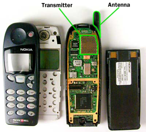 Diagram - Internal components of a cell phone.