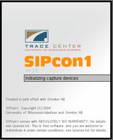 Screen shot of the SIPcon start page.