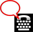 AVSS Conference Logo: TTY keyboard with dialog balloon coming out of handset.