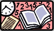Decorative Picture - Image of books, clocks, and numbers.