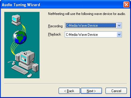 Graphic of NetMeeting's audio wave selections dialog box.